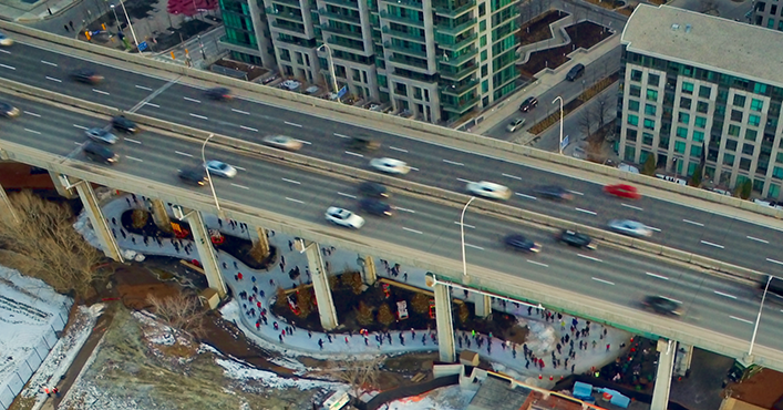 The Bentway viewed from above Gardiner Expressway